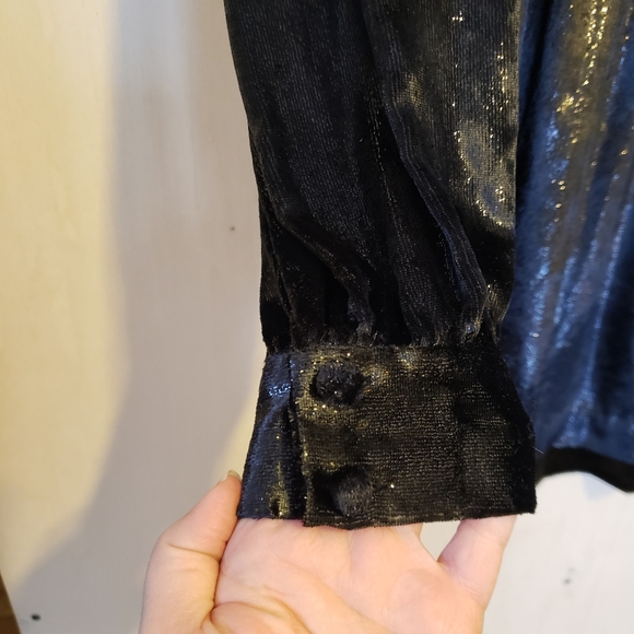 Frame Metallic Velvet Long-Sleeve Short Cocktail Dress - Size 4 - Picture 8 of 12